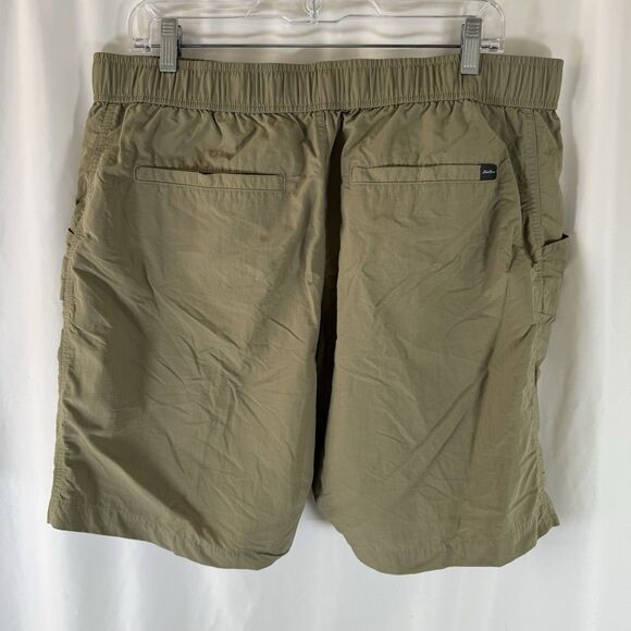 Eddie Bauer Cargo Shorts Men's Large Brown Cargo Belted Snap Zip 8" Inseam - Picture 8 of 9
